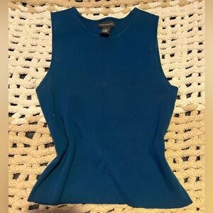 Navy blue sleeveless peplum top